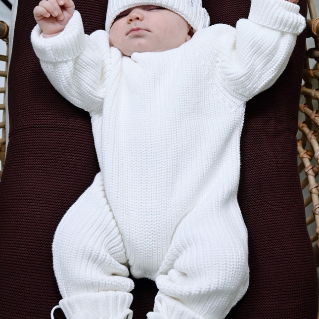 KNITTED ROMPER| MARSHMALLOW