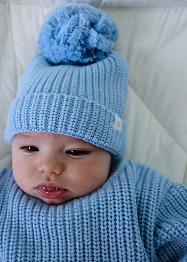 KNITTED BEANIE| AZURE