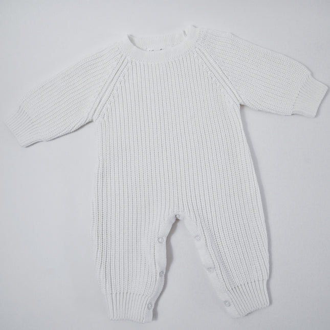 KNITTED ROMPER| MARSHMALLOW